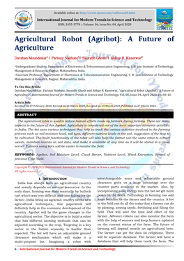 Agricultural Robot (Agribot): a Future of Agriculture