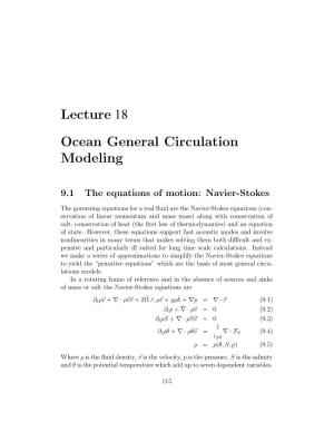 Lecture 18 Ocean General Circulation Modeling