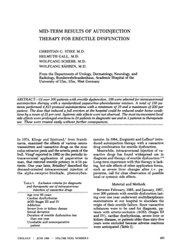 Mid-Term Results of Autoinjection Therapy for Erectile Dysfunction