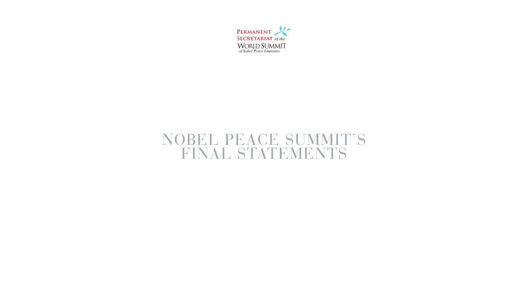 Nobel Peace Summit's Final Statements