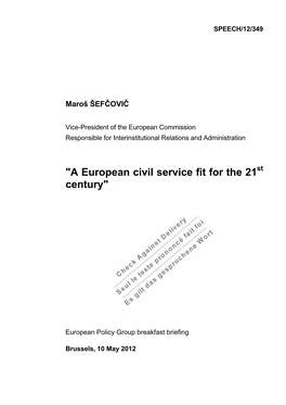 "A European Civil Service Fit for the 21 Century"