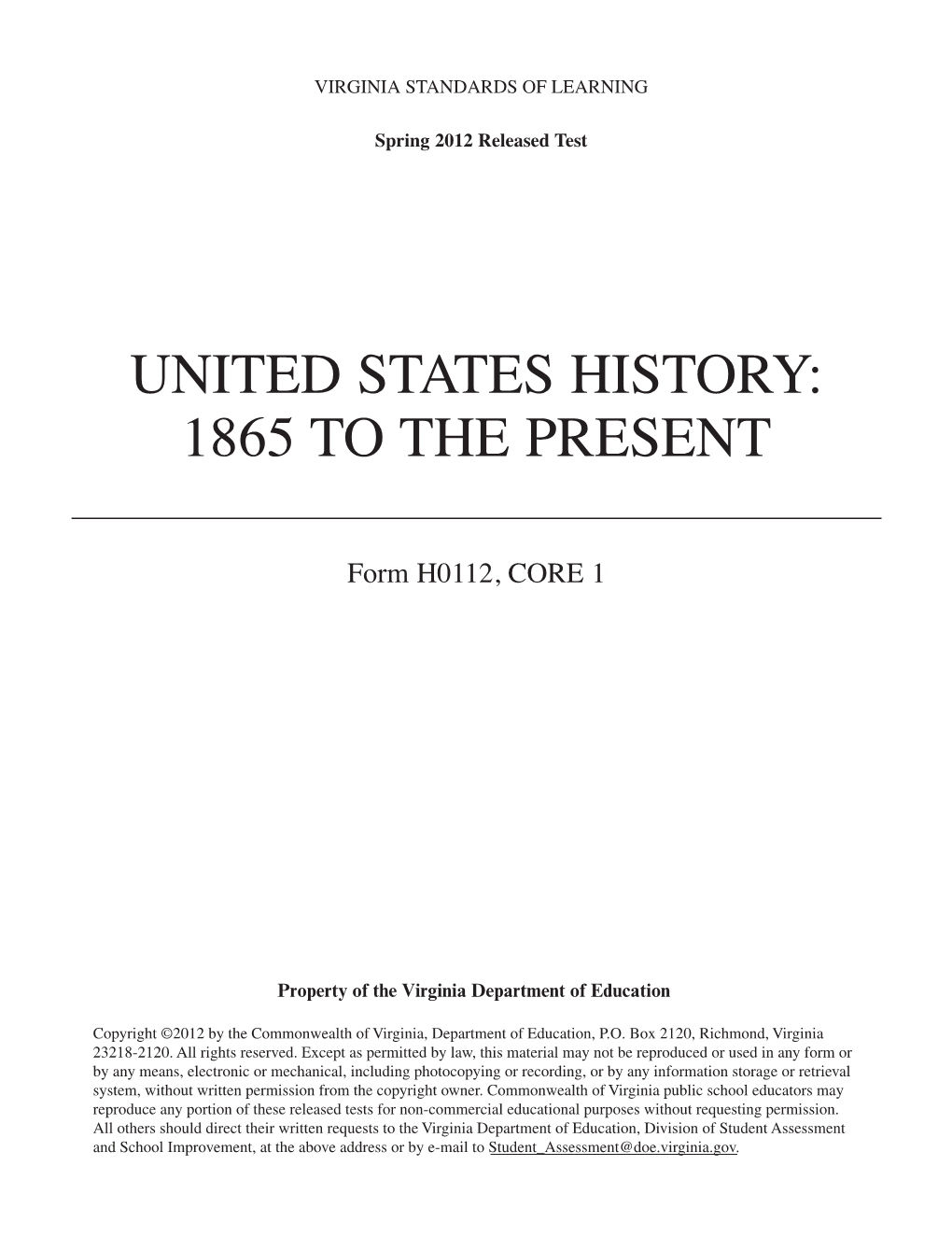 United States History: 1865 to the Present