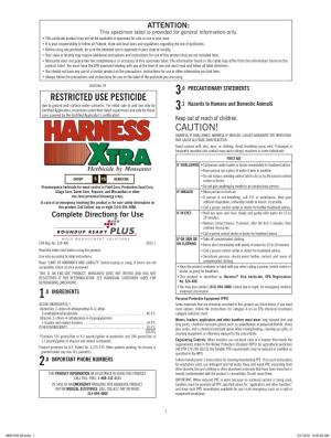 Harness Xtra Herbicide, EPA Registration REPACKAGING LIMITATIONS