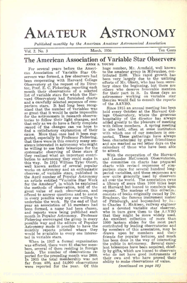 The American Association of Variable Star Observers ANNE YOUNG for Several Years Before the Amen- Huge Number, Mr