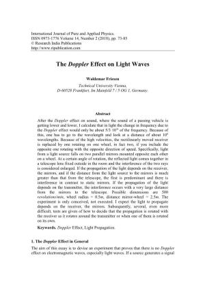 The Doppler Effect on Light Waves
