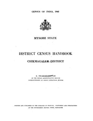 District Census Handbook, Chikmagalur