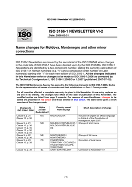 ISO 3166-1 NEWSLETTER VI-2 Date: 2008-03-31