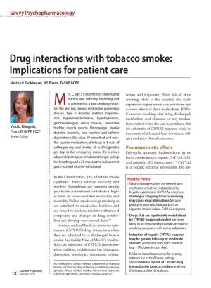 Drug Interactions with Tobacco Smoke: Implications for Patient Care