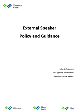 External Speaker Policy and Guidance