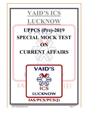 Pre)-2019 SPECIAL MOCK TEST on CURRENT AFFAIRS