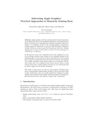 Subverting Apple Graphics: Practical Approaches to Remotely Gaining Root