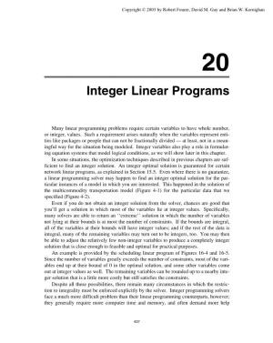 Integer Linear Programs
