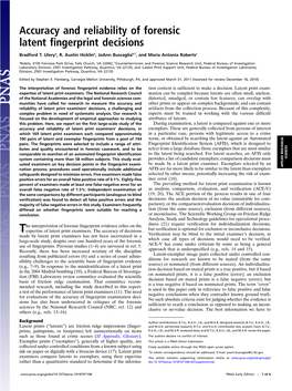 Accuracy and Reliability of Forensic Latent Fingerprint Decisions