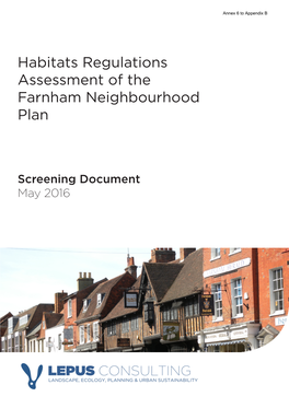 Habitats Regulations Assessment of the Farnham Neighbourhood Plan