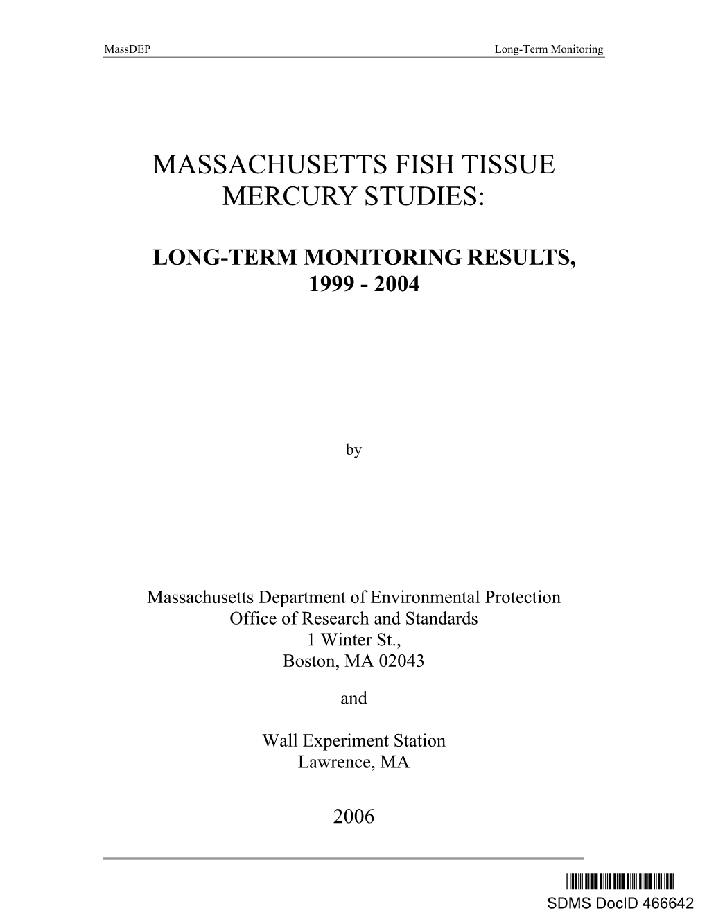 Massachusetts Fish Tissue Mercury Studies: Long-Term