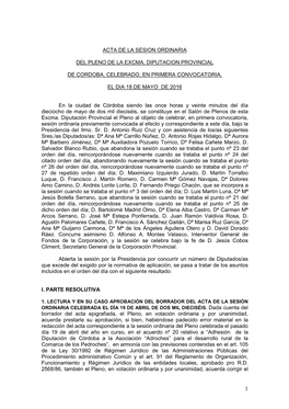 Acta De La Sesion Ordinaria Del Pleno De La Excma