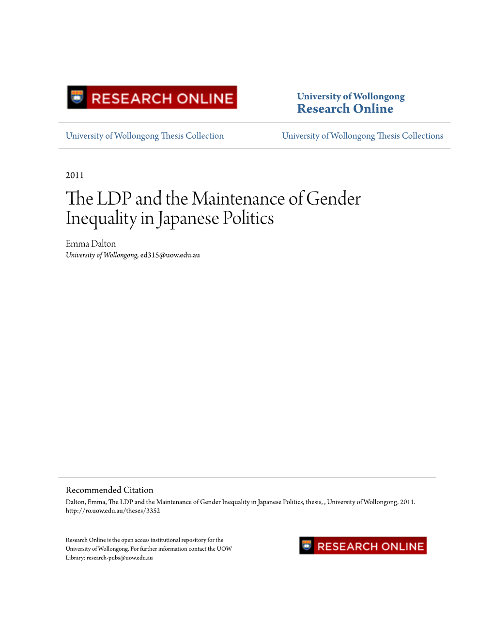 The LDP and the Maintenance of Gender Inequality in Japanese Politics