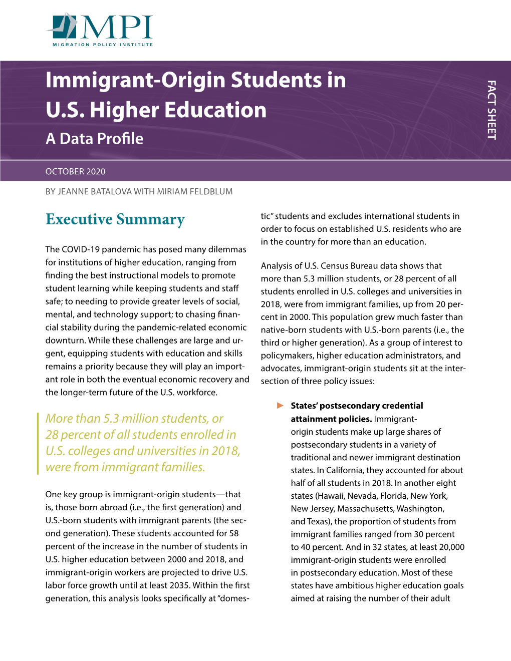 Immigrant-Origin Students in US Higher Education