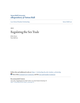 Regulating the Sex Trade John Avery Seton Hall Law