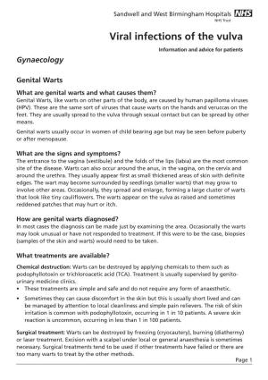 Viral Infections of the Vulva Information and Advice for Patients Gynaecology