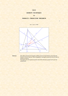 From Robson Technique to Morley's Trisector Theorem