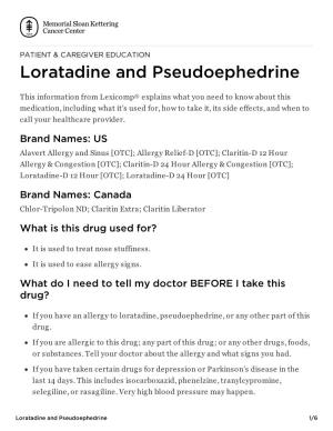 Loratadine and Pseudoephedrine | Memorial Sloan Kettering Cancer