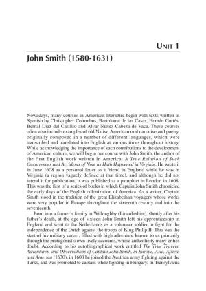 UNIT 1 John Smith (1580-1631)
