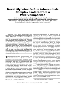 Novel Mycobacterium Tuberculosis Complex Isolate from a Wild