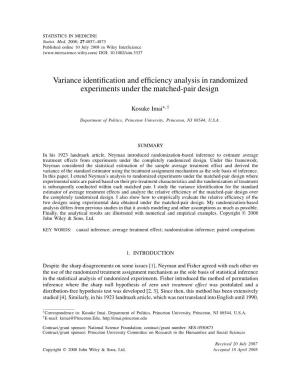 Variance Identification and Efficiency Analysis in Randomized