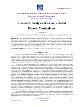 Kinematic Analysis of an Articulated Robotic Manipulator