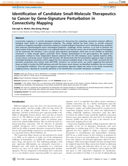 Identification of Candidate Small-Molecule Therapeutics to Cancer by Gene-Signature Perturbation in Connectivity Mapping