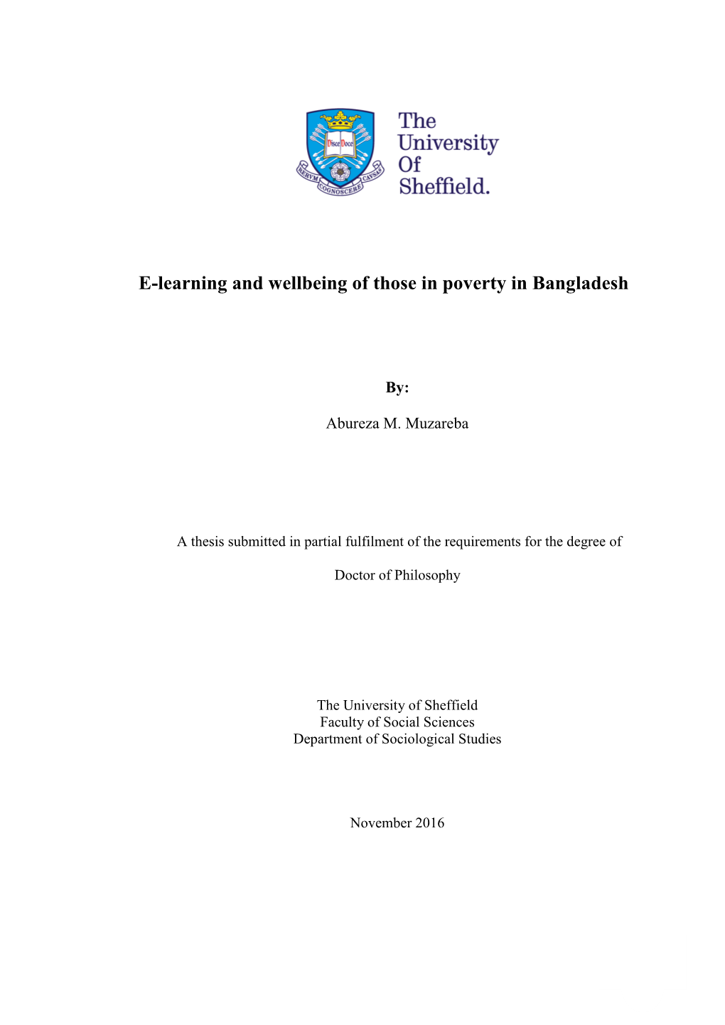 E-Learning and Wellbeing of Those in Poverty in Bangladesh
