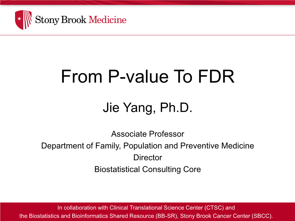 From P-Value to FDR