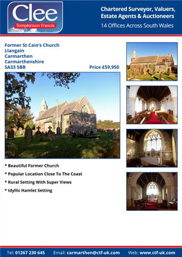Former St Cain's Church Llangain Carmarthen Carmarthenshire Price