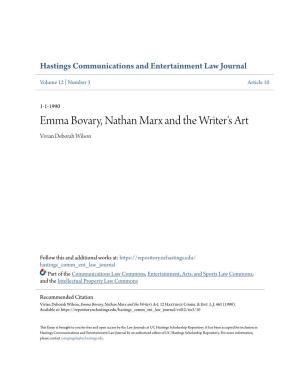 Emma Bovary, Nathan Marx and the Writer's Art Vivian Deborah Wilson