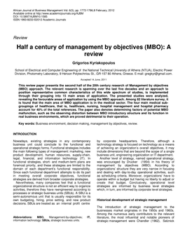 Half a Century of Management by Objectives (MBO): a Review