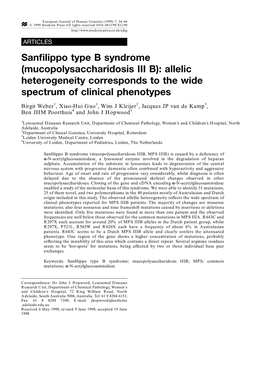 Sanfilippo Type B Syndrome (Mucopolysaccharidosis III B)