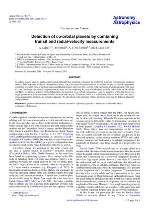 Detection of Co-Orbital Planets by Combining Transit and Radial-Velocity Measurements A
