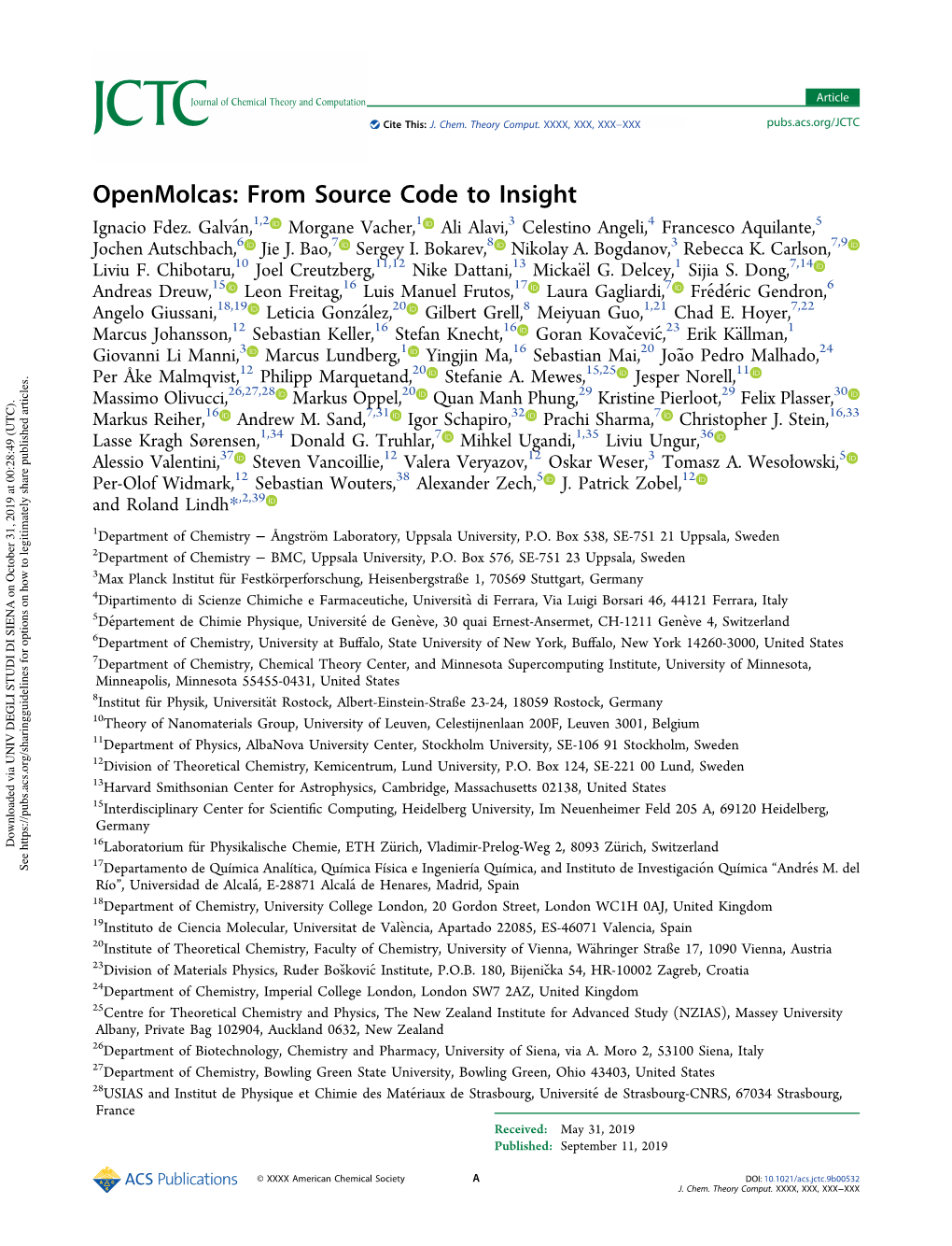 Openmolcas: from Source Code to Insight Ignacio Fdez