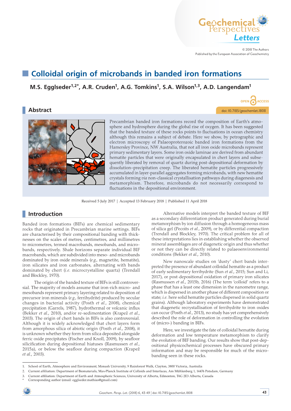 Colloidal Origin of Microbands in Banded Iron Formations