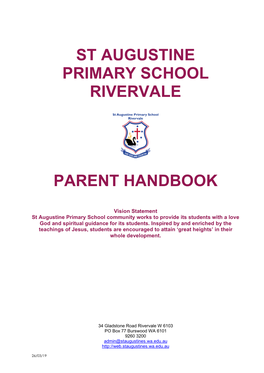 St Augustine Primary School Rivervale Parent Handbook