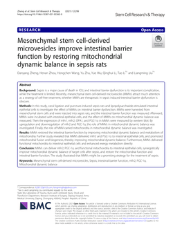 Mesenchymal Stem Cell-Derived Microvesicles Improve Intestinal