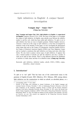 Split Infinitives in English: a Corpus-Based Investigation