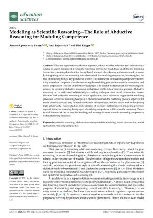 Modeling As Scientific Reasoning—The Role of Abductive