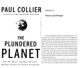 PAUL COLLIER CHAPTER 10 AUTHOR of the BOTTOM BILLION Nature and Hunger