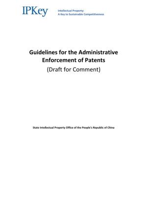Guidelines for the Administrative Enforcement of Patents (Draft for Comment)