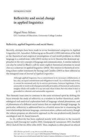 Reflexivity and Social Change in Applied Linguistics
