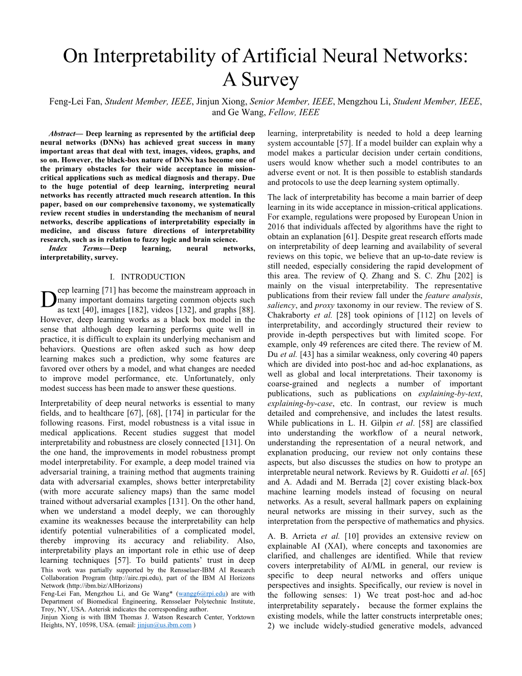 On Interpretability of Artificial Neural Networks