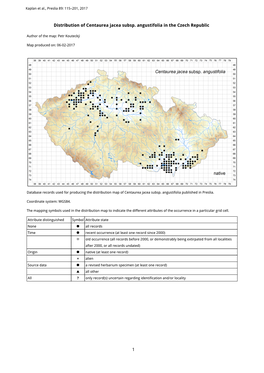 1 Distribution of Centaurea Jacea Subsp. Angustifolia in The