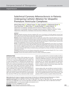 Subclinical Coronary Atherosclerosis in Patients Undergoing Catheter